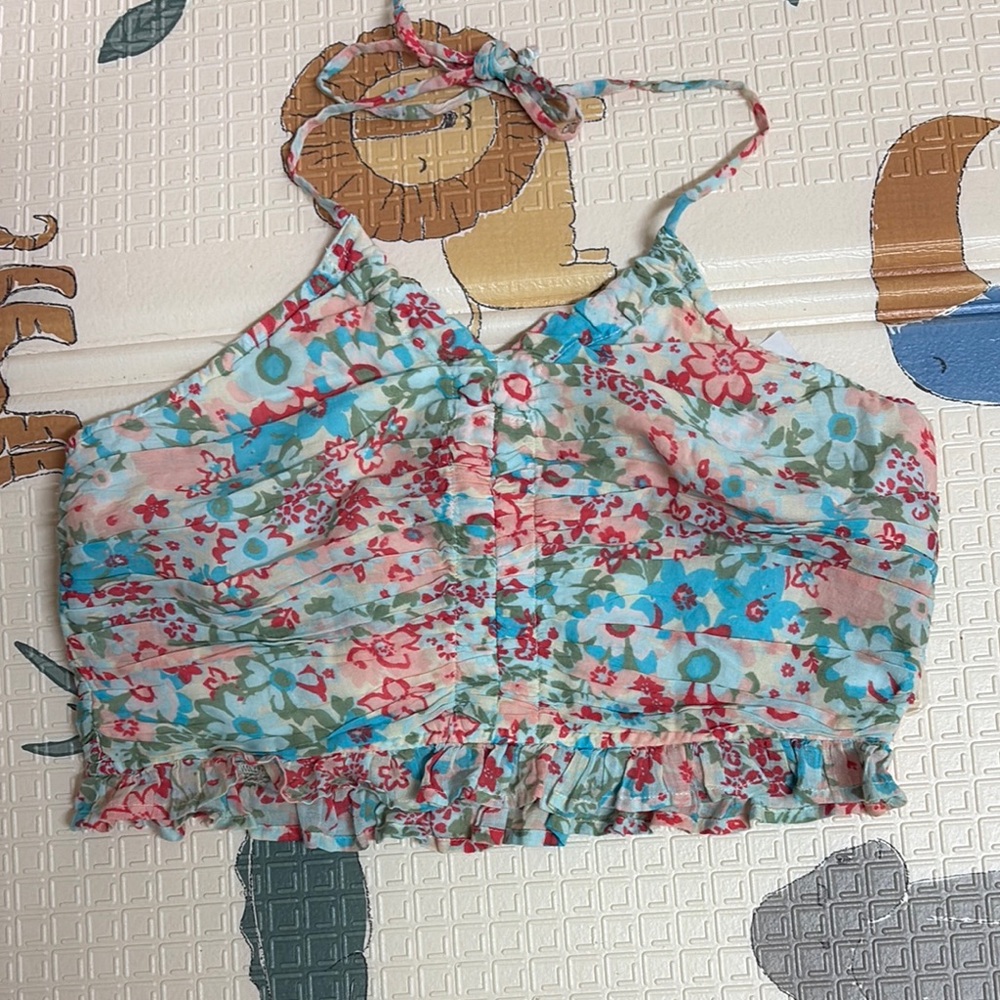 American Eagle Outfitters Floral Halter Top - Pink and Blue